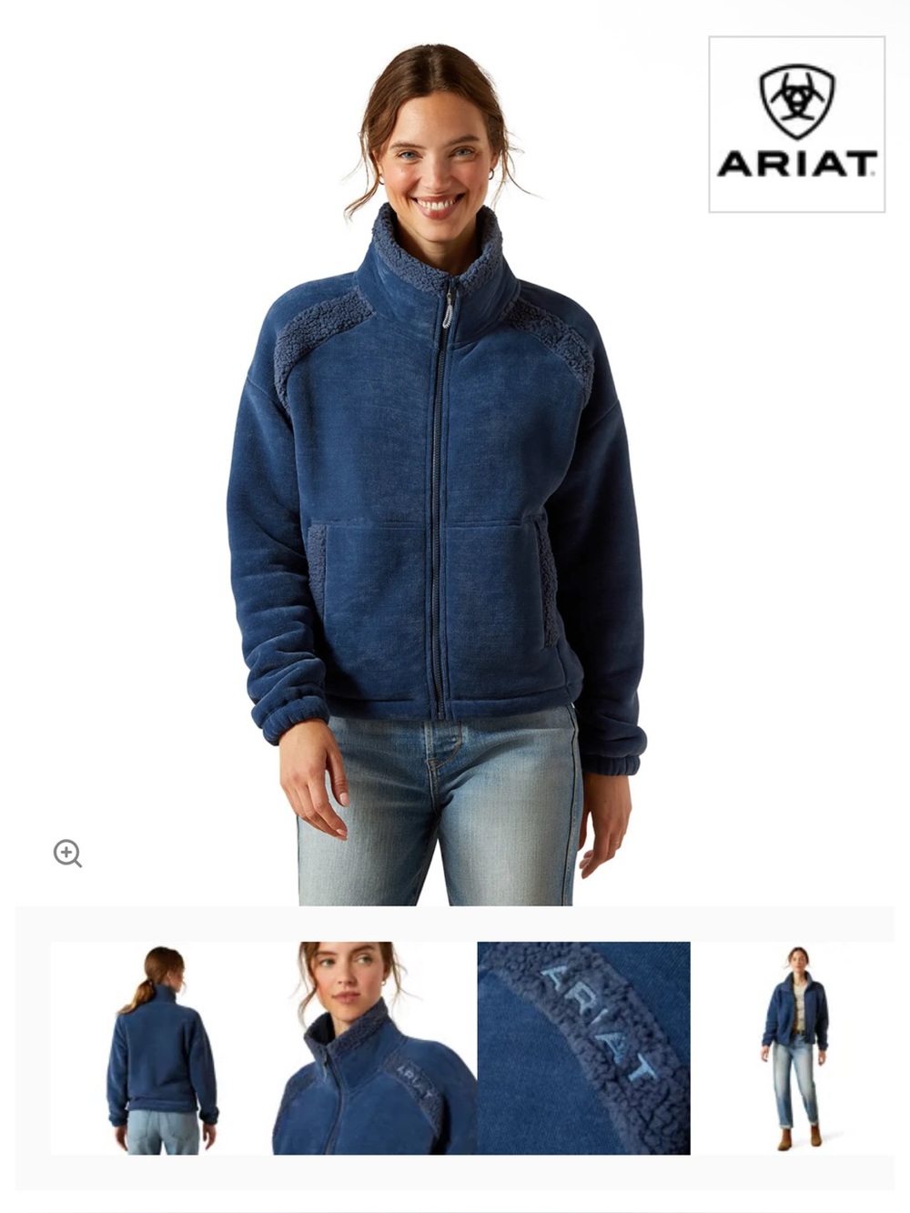 Ariat Deep Navy Sherpa Collar Zip-Up Jacket